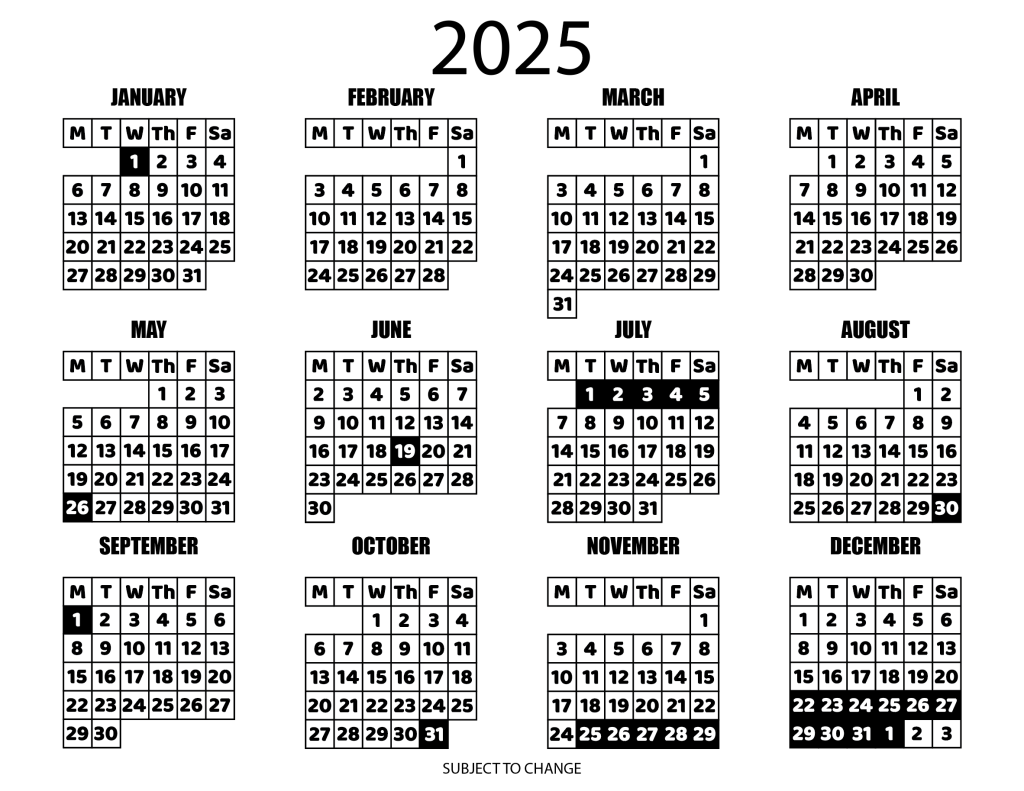 2025 Calendar